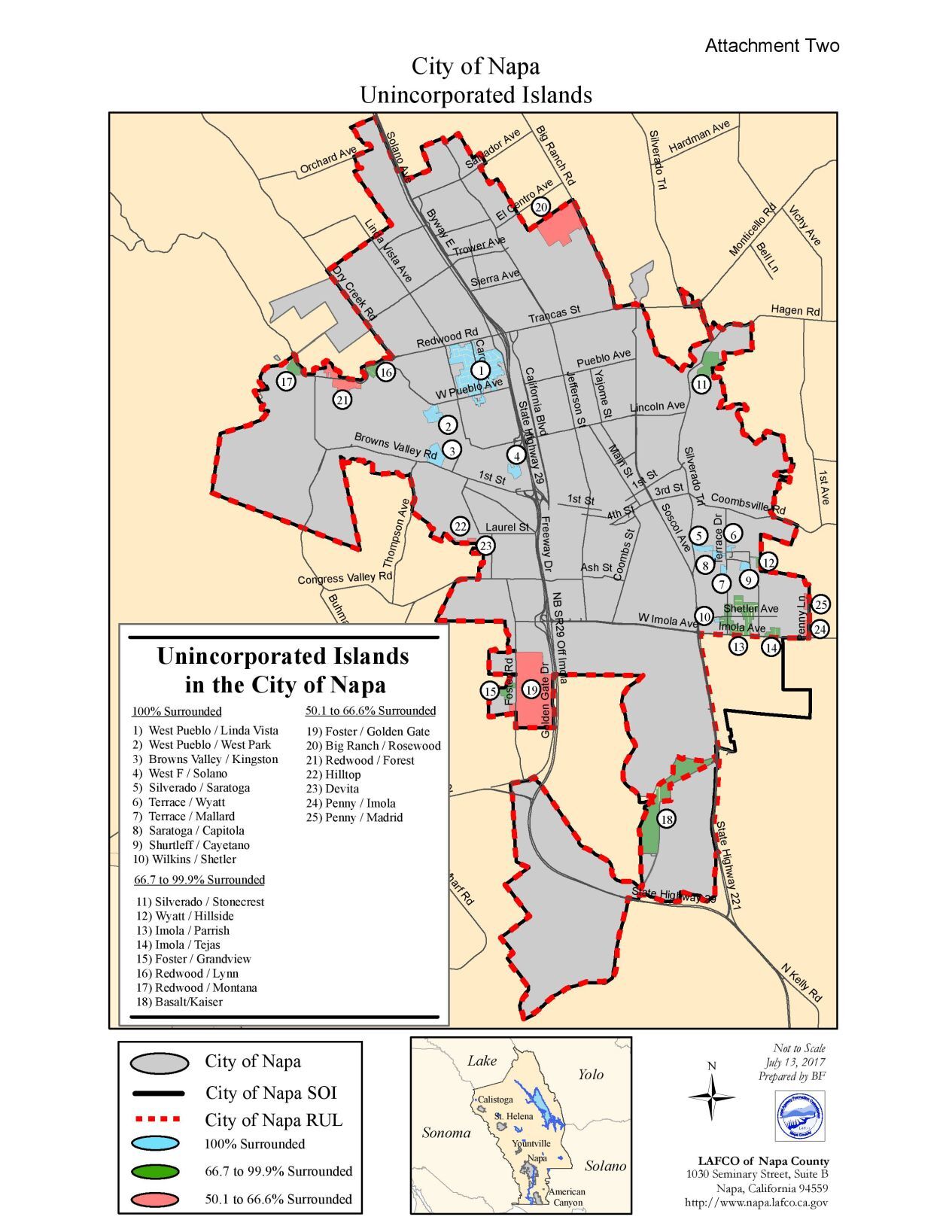 Unincorporated islands within the city of Napa